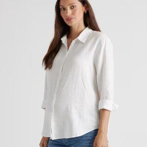100% European Linen Maternity Long Sleeve Shirt